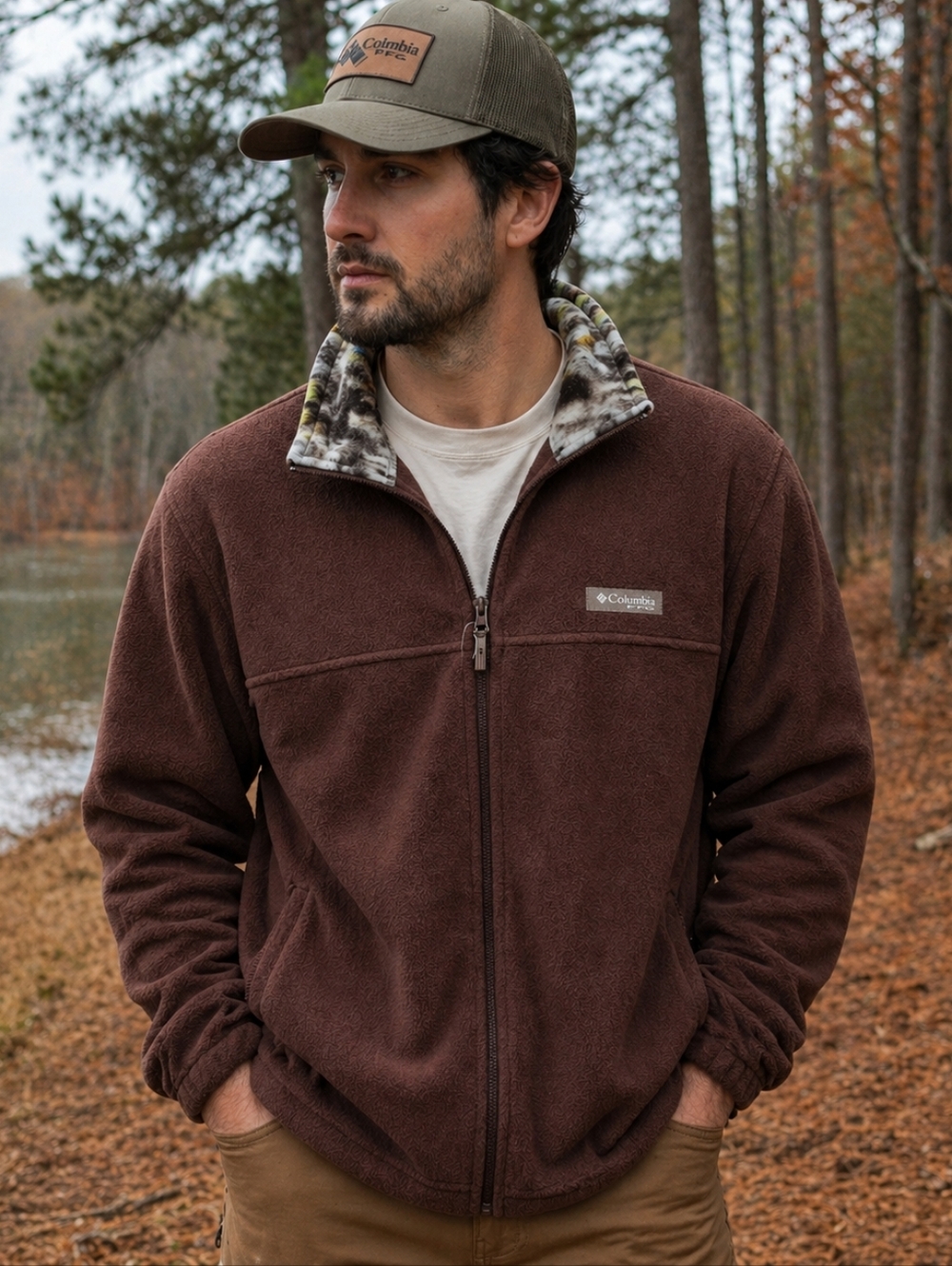 Columbia Jacket Fleece Like Shell Performance Hunting Wine Men Size M Full Zip - Picture 1 of 16